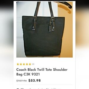 Coach Black Twill Tote Shoulder Bag